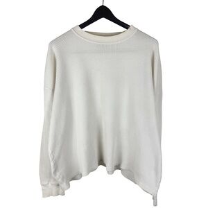 Vintage 2000s SAAD Waffle Knit Thermal Boxy Long Sleeve White Shirt Size 2XL